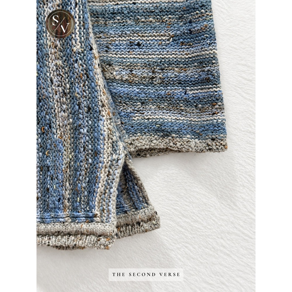 J. Jill Women XL Blue Space Dye Vertical Stripe Knit Sweater Boho Lagenlook - Picture 4 of 9